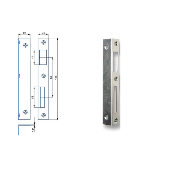 Protiplech 02-03 P 1/1  Zn žlutý  pro rozteč zámků 72,90mm
