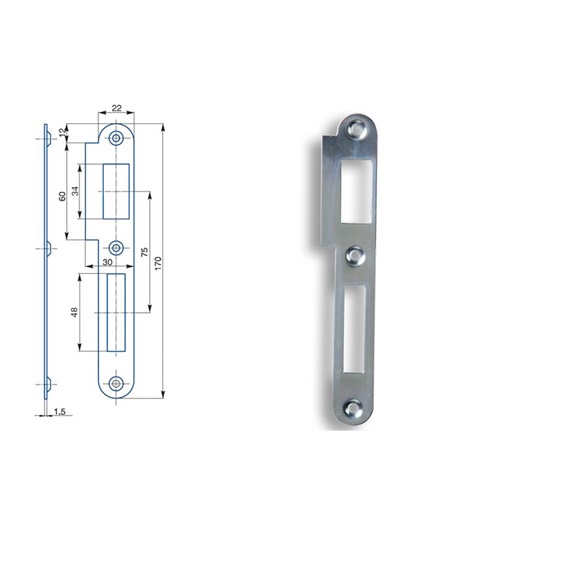 Protiplech K182 L 2/2   Zn bílý   pro rozteč zámků 72mm