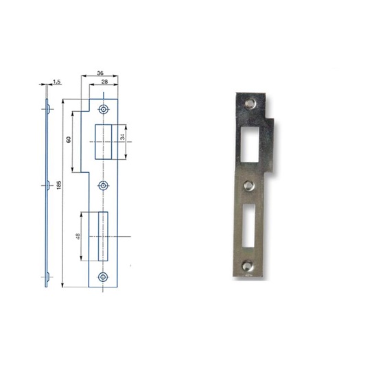 Protiplech 02-03 P 2/2  Zn bílý    pro rozteč zámků 90mm