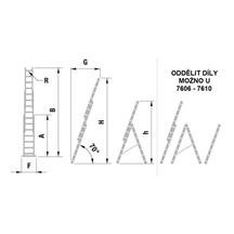 Žebřík trojdílný univerzální 7612 AL 796cm/HOBBY/3x12 příček