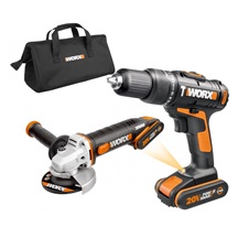Vrtačka AKU WX963  s příklepem a aku úhlová bruska 20V, 2x 2.0Ah