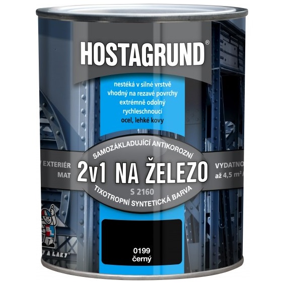 Hostagrund 2v1 S2160 základní i vrchní barva na kov, 0199 černá, 600 ml