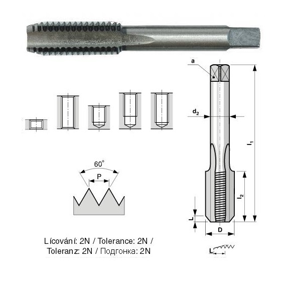 Závitník PN8/1374 M10x0,75 HSS přímá drážka DIN374