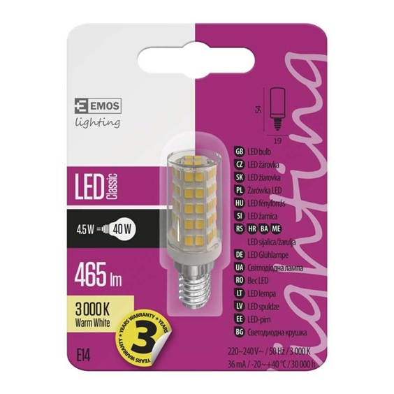 Žárovka LED Classic JC 4,5W E14 teplá bílá