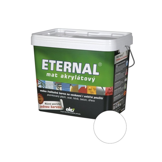 Eternal mat akrylátový univerzální barva na dřevo kov beton, 01 bílá, 10 kg