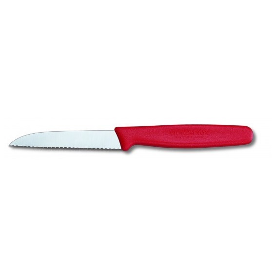 Nůž kuchyňský 8cm červený plast