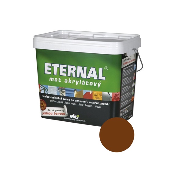 Eternal mat akrylátový univerzální barva na dřevo kov beton, 09 tmavě hnědá, 10 kg