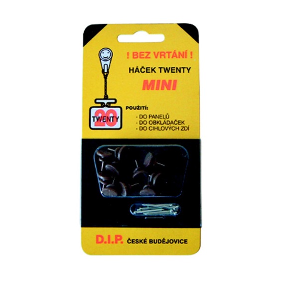 Háček TWENTY MINI   hnědý   blistr 10ks