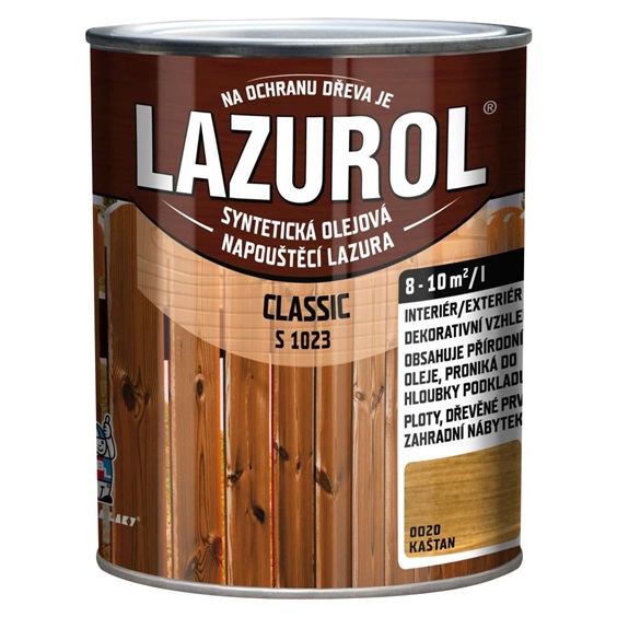LAZUROL S1023/020 Classic na dřevo, interiér a exteriér, kaštan, 750 ml