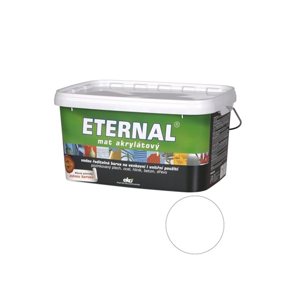 Eternal mat akrylátový univerzální barva na dřevo kov beton, 01 bílá, 5 kg