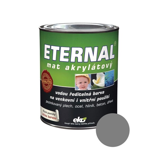 Eternal mat akrylátový univerzální barva na dřevo kov beton, 03 šedá středně, 700 g