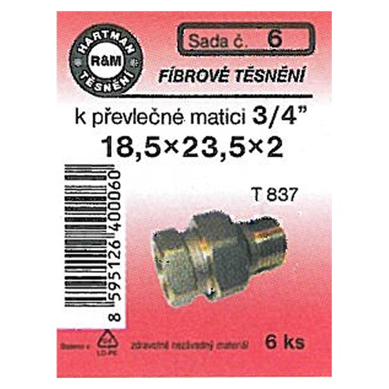 Těsnění fíbr. 18,5x23,5x2 k převl.mat.3/4"