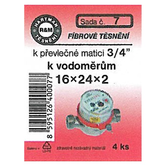 Těsnění fíbr. 16x24x2   . k převl.mat.3/4"