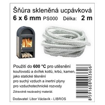 Šňůra skleněná ucpávková PS000     6x6/2m