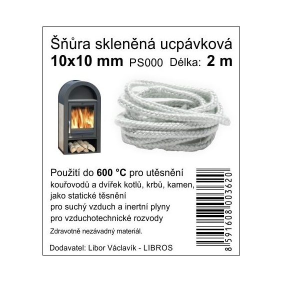Šňůra skleněná ucpávková PS000 10x10/2m