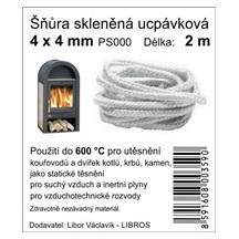 Šňůra skleněná ucpávková PS000     4x4/2m
