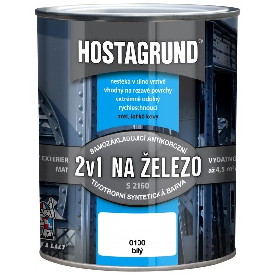 Hostagrund 2v1 S2160 základní i vrchní barva na kov, 0100 bílá, 600 ml