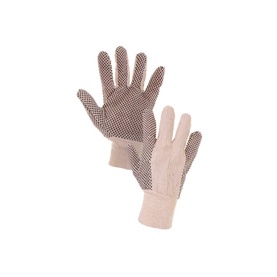 Rukavice bavlněné  barevné 10"s terčíky PVC
