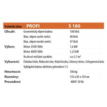 Míchačka S185HR 180L/380V 180/110/1,25kW/slože