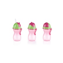 Dětská láhev s brčkem BAMBINI 300 ml, zelená, růžová