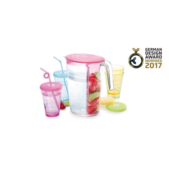 Džbán myDRINK 2.5 l, 4 poháry s víčkem, zelená