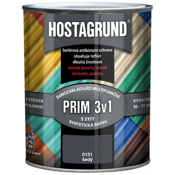 Hostagrund Prim 3v1 S2177 základní i vrchní barva na kov, 0131 šedá, 600 ml