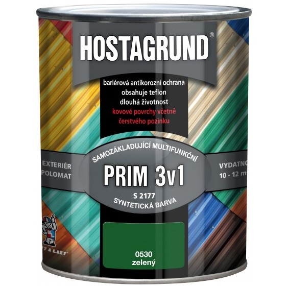 Hostagrund Prim 3v1 S2177 základní i vrchní barva na kov, 0530 zelená, 600 ml