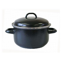 Hrnec+poklice černý kobaltový smalt 20cm 3,0l BSE