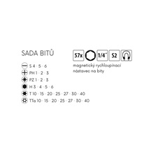 Sada bitů 1/4" 56ks v plastu 18906