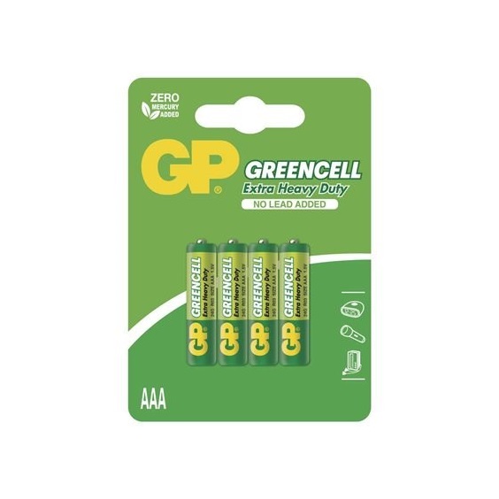 Baterie zinkochloridová  GP Greencell R03 (AAA),4BL