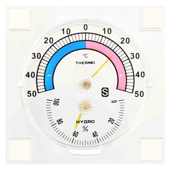 Teploměr okenní s vlhkoměrem samolepící 2112- 90x90mm