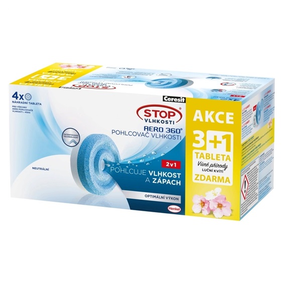 Pohlcovač vlhkosti Ceresit AERO- náhradní tablety 4x450g LUČNÍ KVÍTÍ