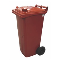 Popelnice plastová 120l červená s kolečky 0004-6