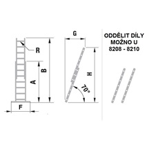 Žebřík dvoudílný výsuvný 8210 AL 496cm/PROFI/2x10 příček