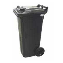 Popelnice plastová 120l černá s kolečky 0004-3