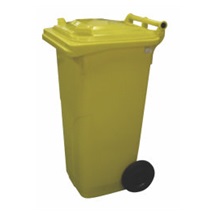 Popelnice plastová 120l žlutá s kolečky 0004-4