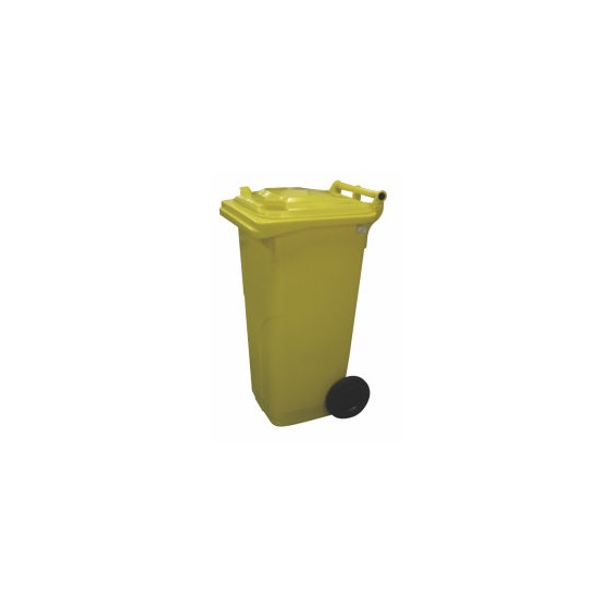 Popelnice plastová 120l žlutá s kolečky 0004-4