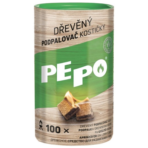 Podpalovač PEPO dřevěný kostičky 100ks kakao