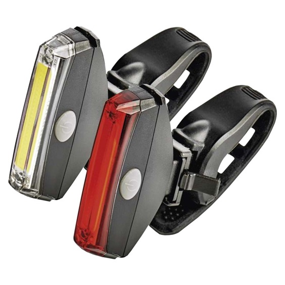 Svítilna na kolo LED COB, set přední + zadní