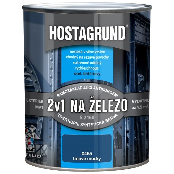 Hostagrund 2v1 S2160 základní i vrchní barva na kov, 0445 tmavě modrá, 600 ml
