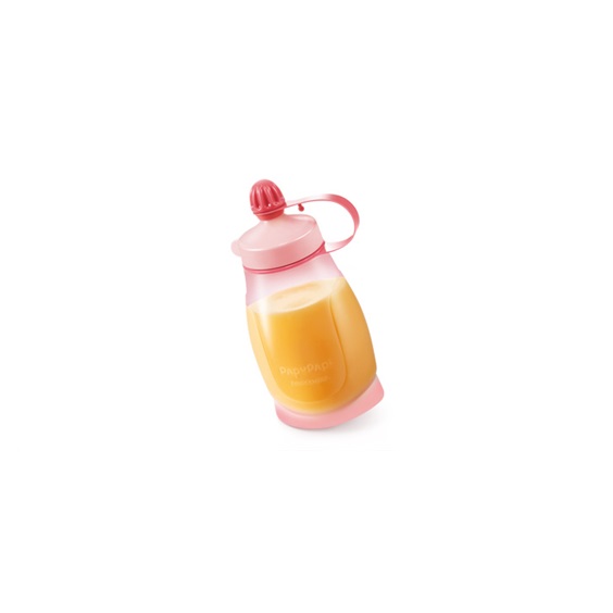 Pružná láhev PAPU PAPI 200 ml, se lžičkou, růžová