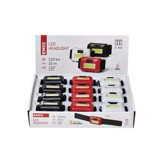 Čelovka LED+COB LED P3538,110 lm,3xAAA