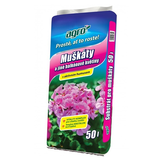 Substrát pro muškát+balkónové rostliny 50l