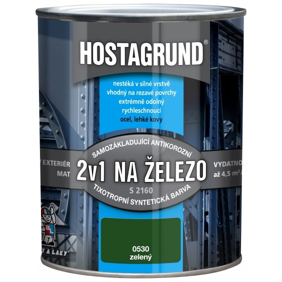 Hostagrund 2v1 S2160 základní i vrchní barva na kov, 0530 zelená, 600 ml