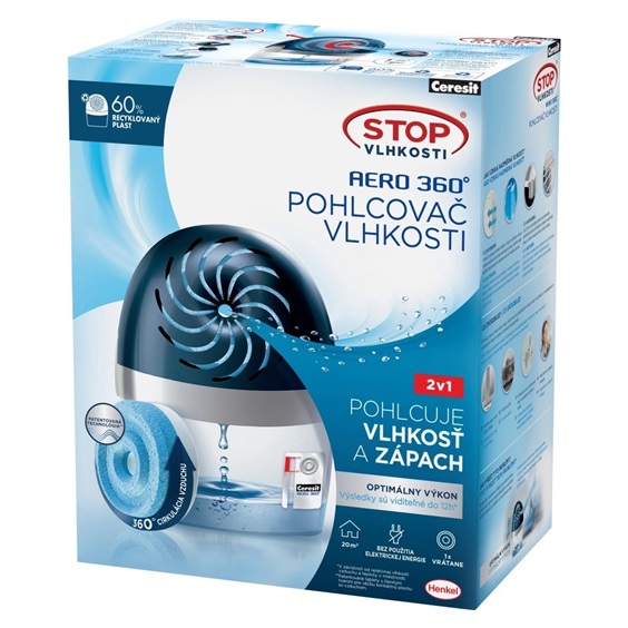 Pohlcovač vlhkostiCeresit AERO  odvlhčovač vzduchu ,přístroj modrý + tablety