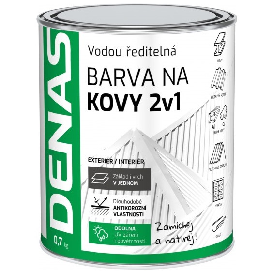 DENAS BARVA NA KOVY 2v1 antikorozní rychleschnoucí barva, 0250 palisandr, 700 g