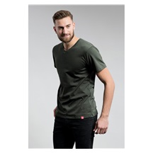 Triko pánské  CityZen vel.L dark khaki kulatý výstřih