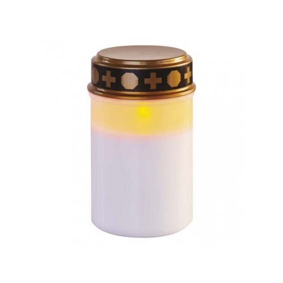 Svíčka hřbitovní LED, 12,5 cm, 2x C, venkovní i vnitřní, vintage, časovač