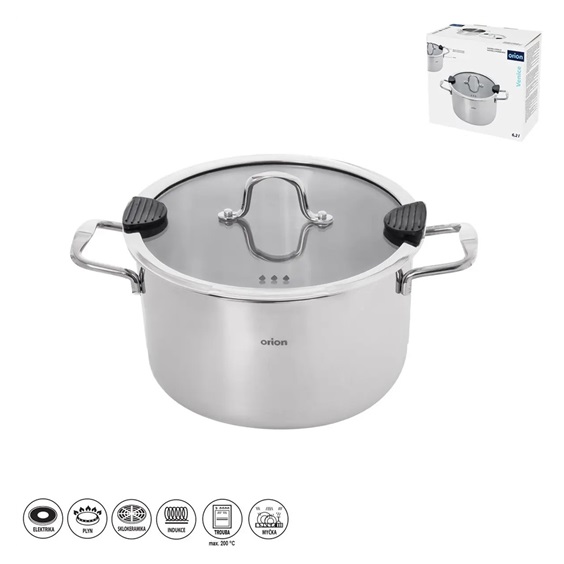 Kastrol nerez VENICE 6,2 l poklice sklo