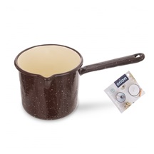 Hrnek smalt BROWN 12 cm rukojeť